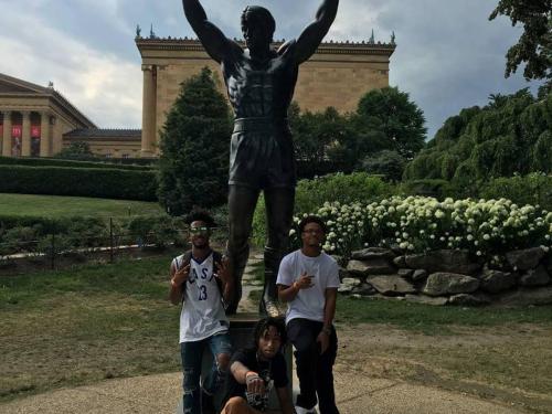 Omar, Garret & Ali ROCKY Statue