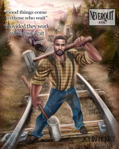 Neverquit-Good-things-come-John-Henry-T-Shirt-Logo